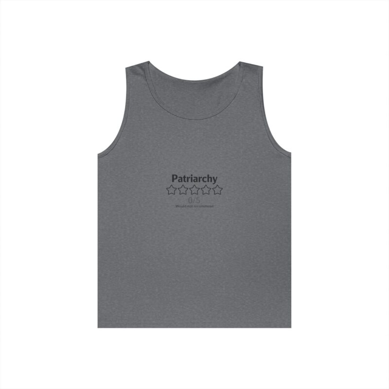 Graphite Heather - - Feminist Tank Top – Patriarchy 0:5 Review Graphic Muscle Tee for Women & Allies | Bold Voices Style - BOLD0002