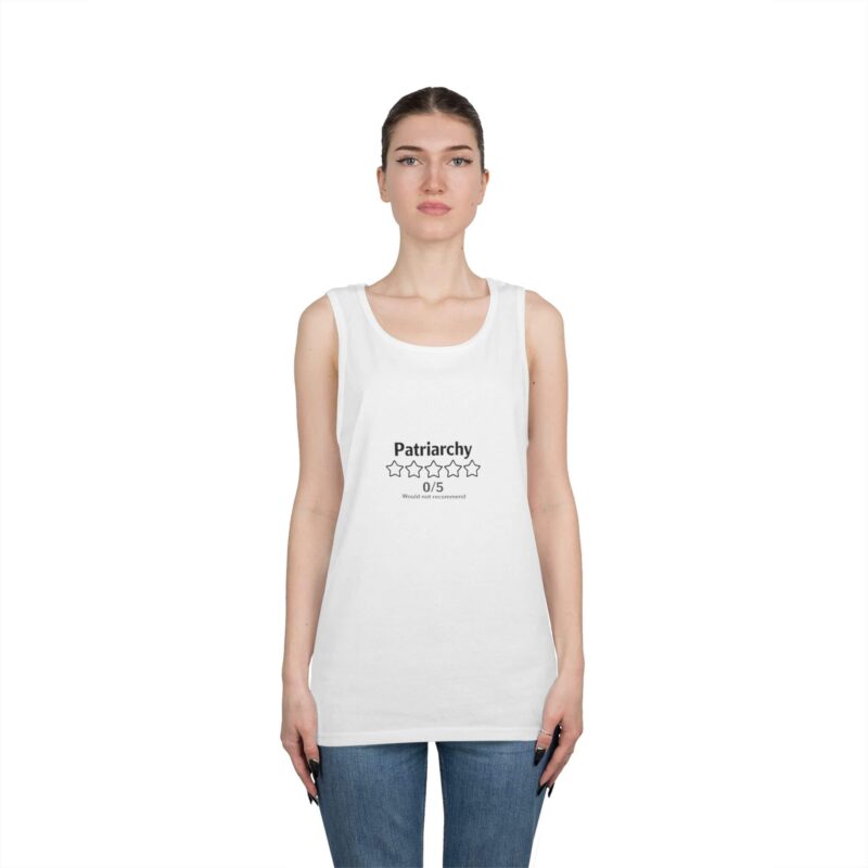 On Person - Feminist Tank Top – Patriarchy 0:5 Review Graphic Muscle Tee for Women & Allies | Bold Voices Style - BOLD0002