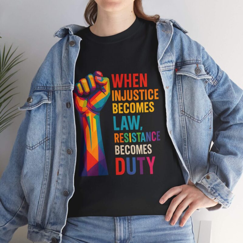Resistance Becomes Duty T-Shirt – Rainbow Protest Graphic Tee Gift for Her | Bold Voices Style