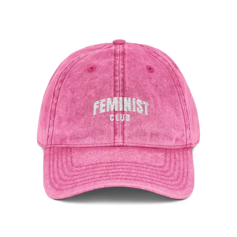 Feminist Club Embroidered Hat – Women’s Rights Washed Black Baseball Cap