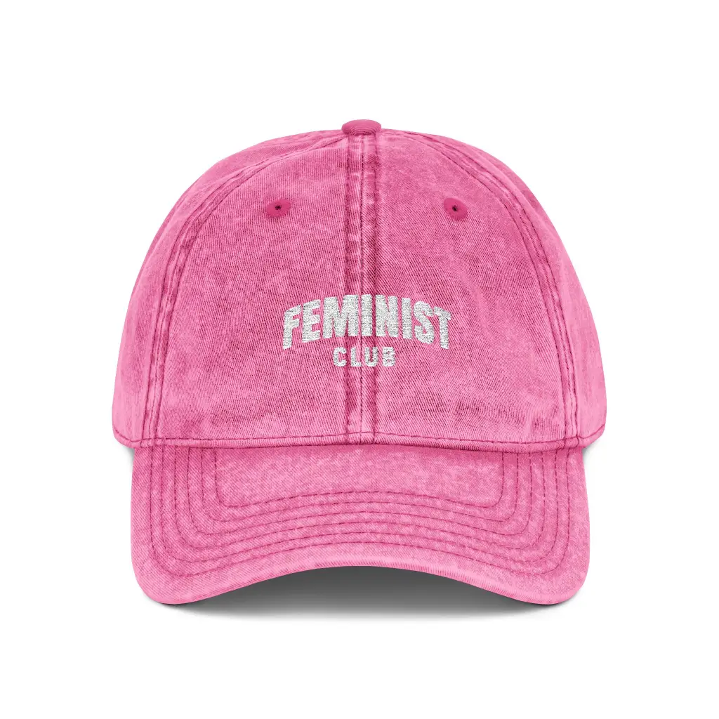 Feminist Club Embroidered Hat – Women’s Rights Washed Black Baseball Cap