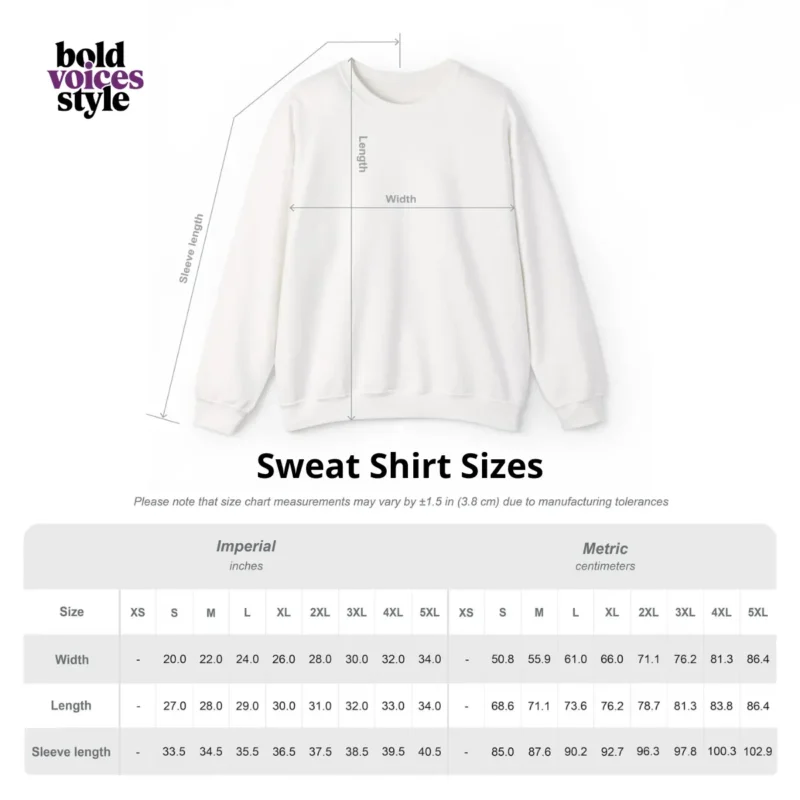 Size Chart Sweats hirt