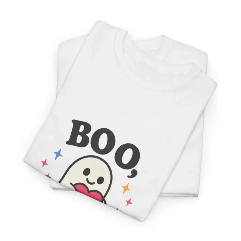 Boo I’m Bi T-Shirt – Cute Ghost LGBTQ+ Pride Halloween Graphic Tee