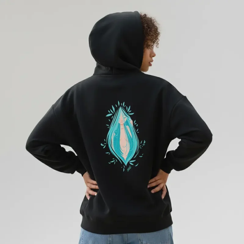 Divine Feminine Hoodie – Empowered Woman Line Art Graphic, Feminist Art Pullover