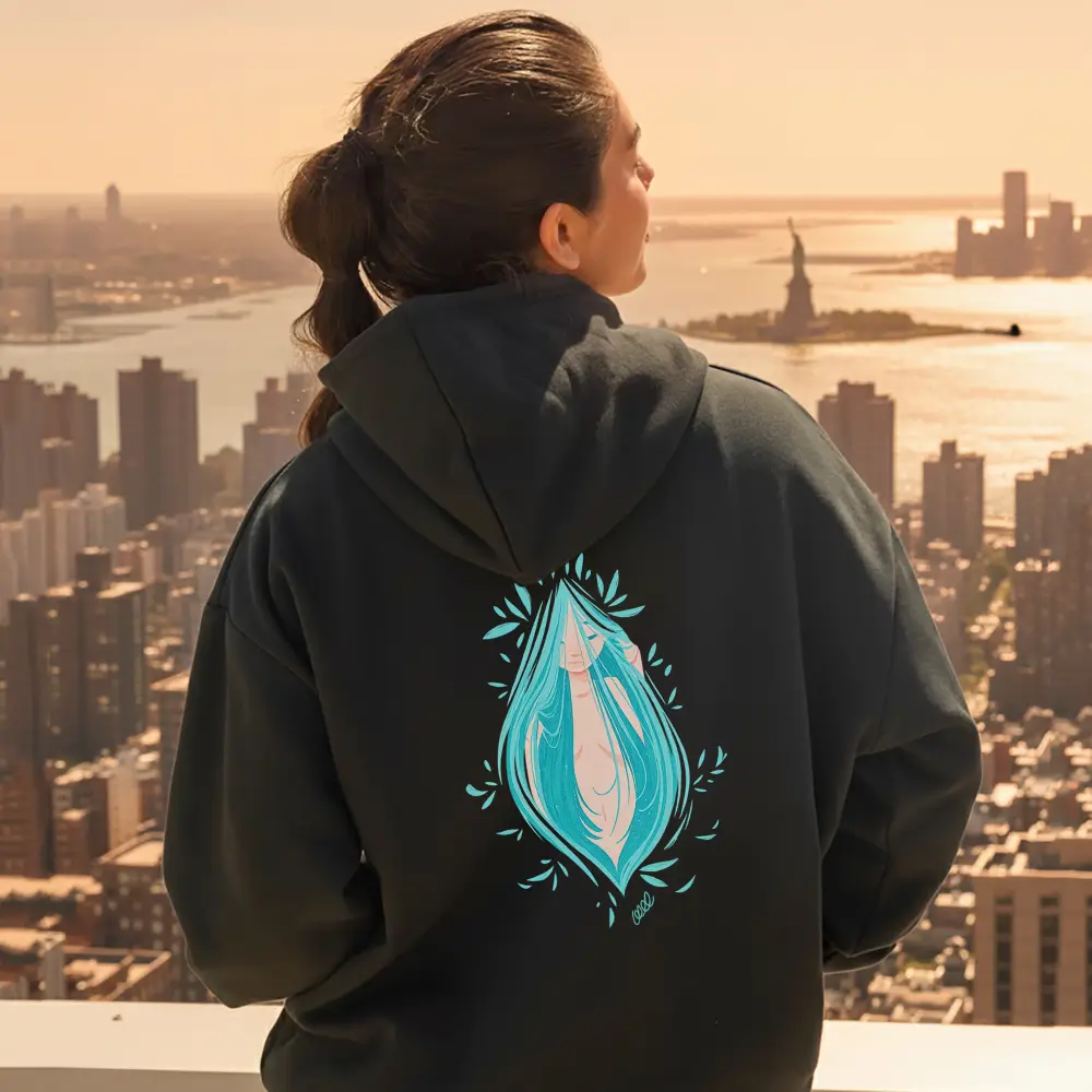 Divine Feminine Hoodie – Empowered Woman Line Art Graphic, Feminist Art Pullover