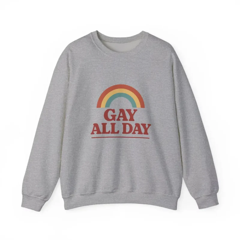 Gay All Day Rainbow Sweatshirt – LGBTQ+ Pride Vintage Crewneck