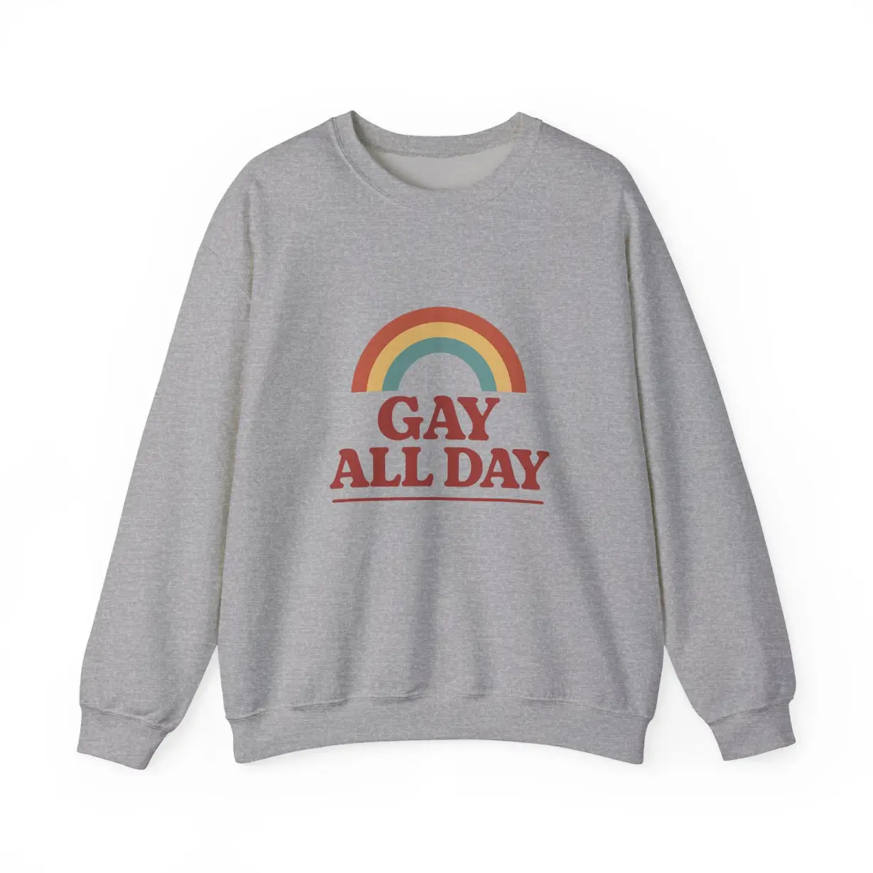 Gay All Day Rainbow Sweatshirt – LGBTQ+ Pride Vintage Crewneck