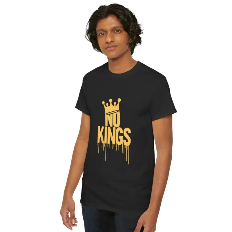 Gold Crown Graphic No Kings T-Shirt - Anti-Authoritarian Political Tee