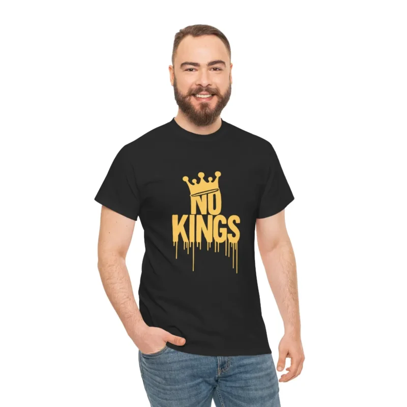 Gold Crown Graphic No Kings T-Shirt - Anti-Authoritarian Political Tee