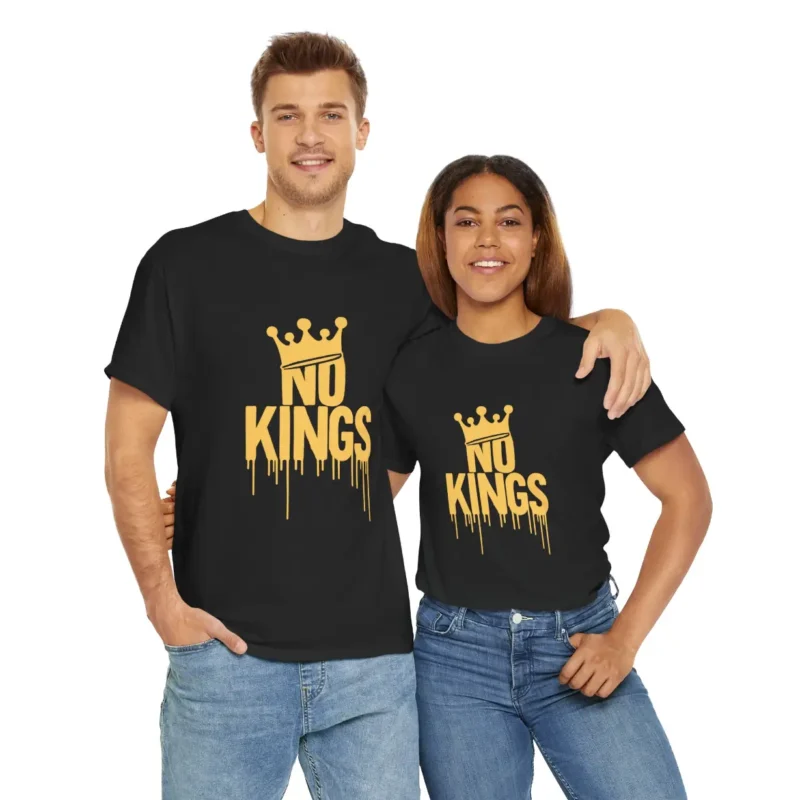 Gold Crown Graphic No Kings T-Shirt - Anti-Authoritarian Political Tee
