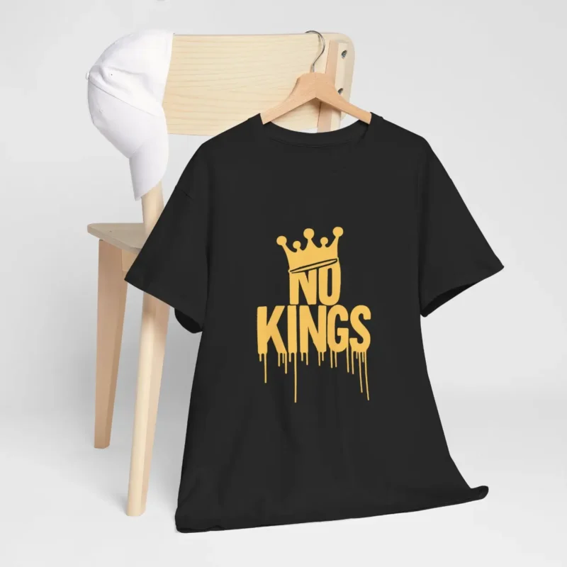 Gold Crown Graphic No Kings T-Shirt - Anti-Authoritarian Political Tee