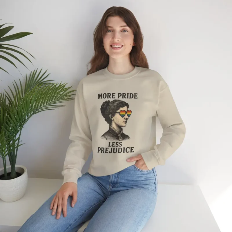 More Pride Less Prejudice Sweatshirt – Retro LGBTQ+ Pride Crewneck