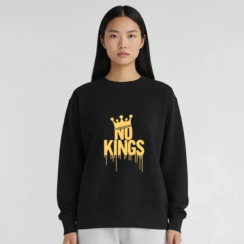 No Kings Sweatshirt – Political Anti-Authoritarian Equality Statement Crewneck