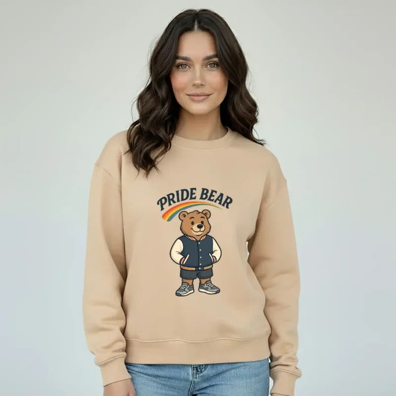 Pride Bear Sweatshirt – Cute LGBTQ+ Ally Crewneck – Rainbow Pride Apparel