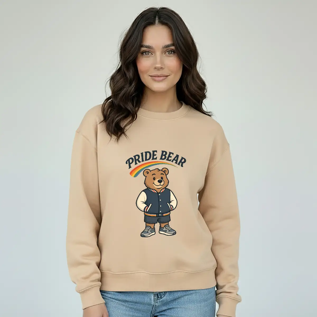 Pride Bear Sweatshirt – Cute LGBTQ+ Ally Crewneck – Rainbow Pride Apparel