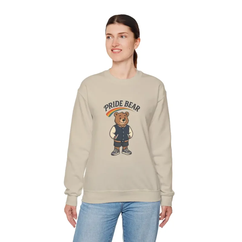 Pride Bear Sweatshirt – Cute LGBTQ+ Ally Crewneck – Rainbow Pride Apparel